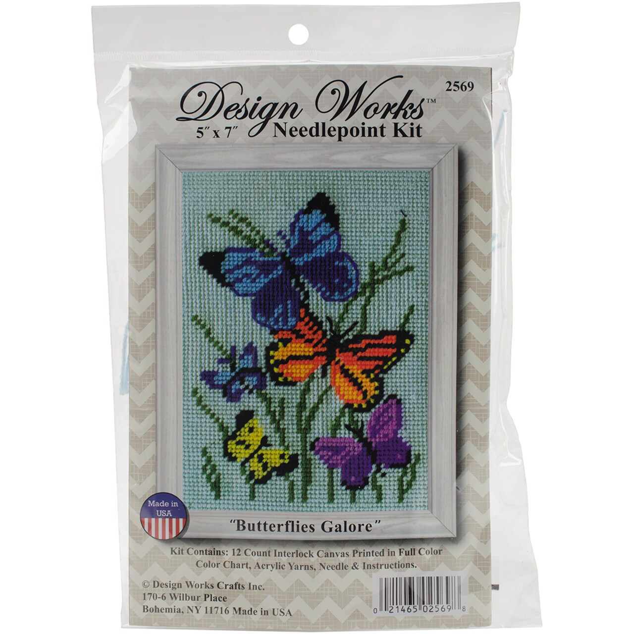 Design Works Needlepoint Kit 5&#x22;X7&#x22;-Butterflies Galore-Stitched In Yarn